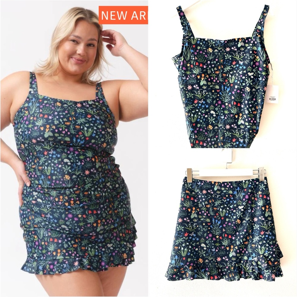 Floral Print Dress with Ruffle Hem 2XL